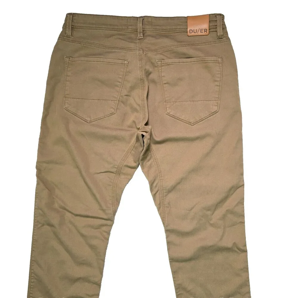 DU/ER No Sweat N2X Slim Fit Taper Pants Stretch 32x32 Men's Beige Chino DUER